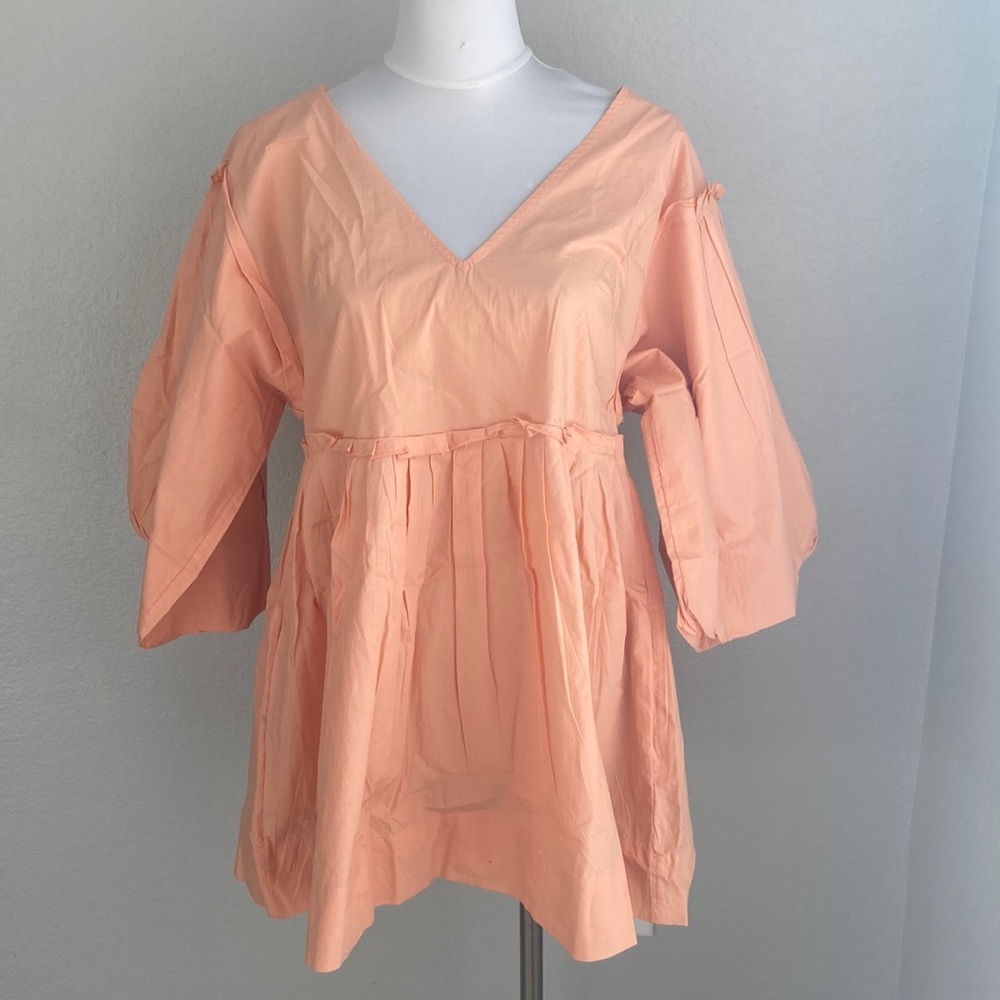 Free people V neck  Puff Sleeve mini babydoll Dress